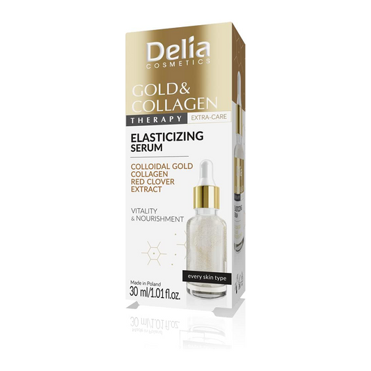 Delia Cosmetics - Gold & Collagen Therapy - Elasticizing Serum - Vitality - Nourishment - Colloidal Gold - Red Clover Extract - Collagen - 30 ml